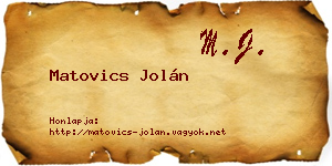 Matovics Jolán névjegykártya