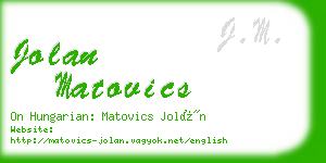 jolan matovics business card